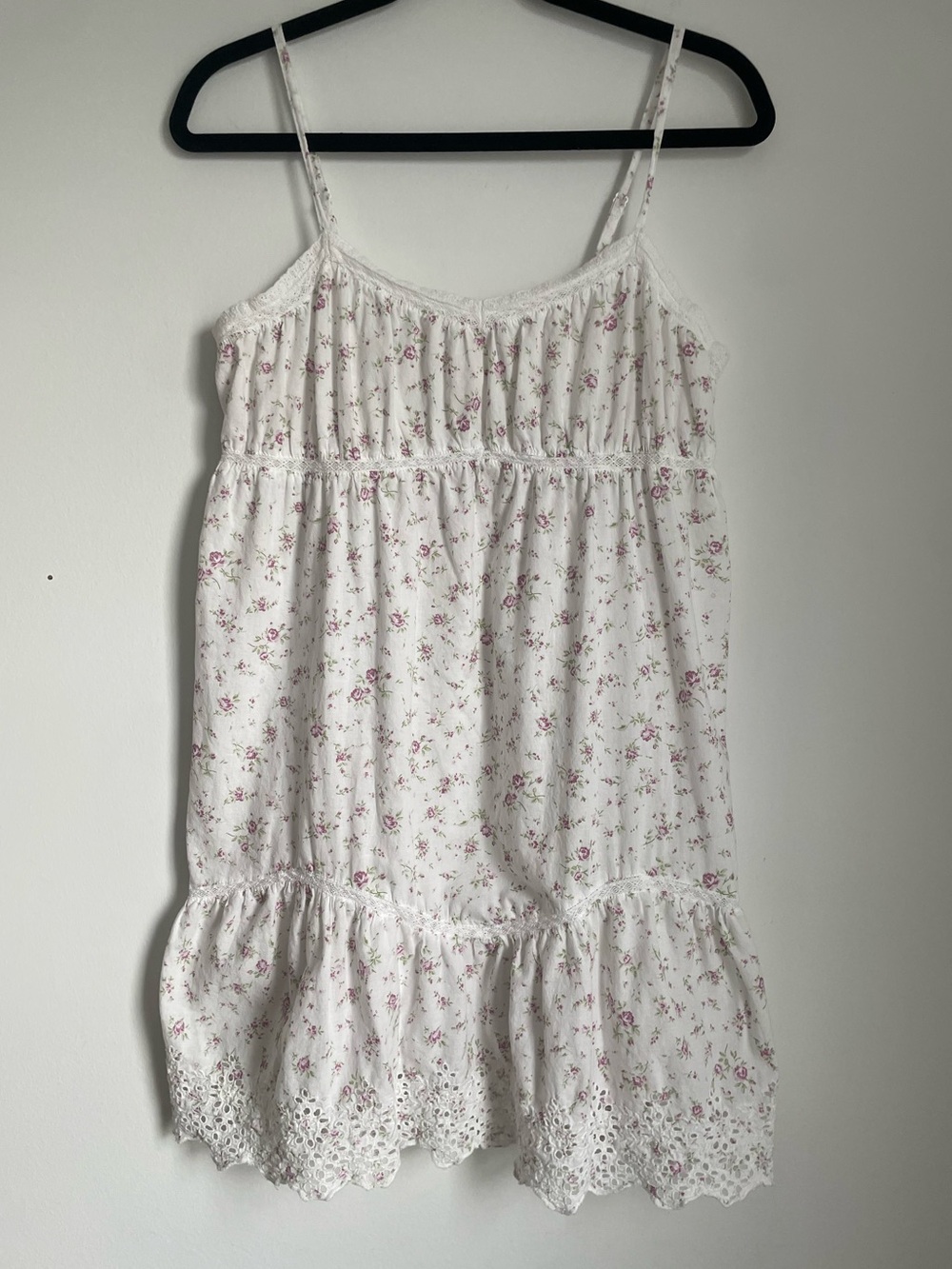 Floral 100% Cotton Nightgown with Lace Detail Size S Prairie Cottagecore Girly